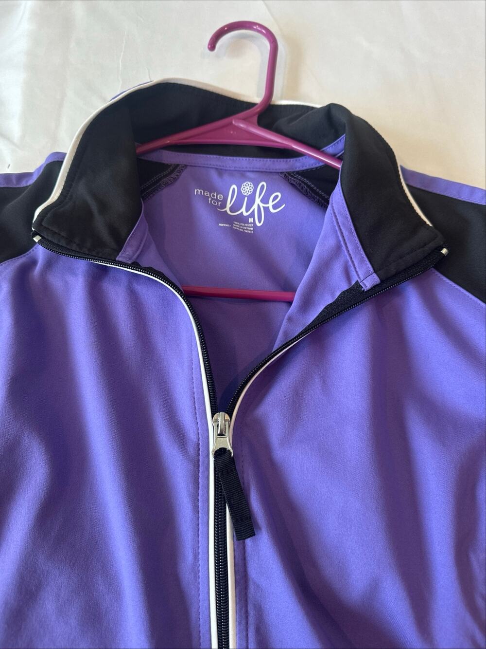 Made For Life Women's Athletic Track Jacket Size M Purple Full Zip Stretch